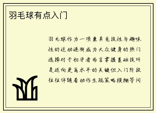 羽毛球有点入门